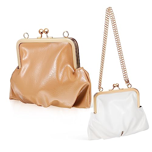 Beavorty 2stücke Umhängetasche Für Damen Mit Kiss Lock Vintage-Taschen Mit Kettenriemen Als Schultertasche Messenger Bag Oder Handtasche Nutzbar von Beavorty