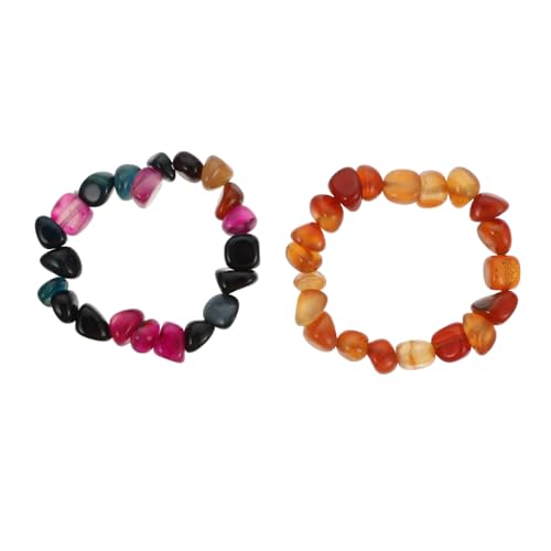 Beavorty 2 Stück Unregelmäßige Achatsteine Armbänder Elastische Handdekoration für Männer Frauen Gemischte Farben für Besondere Anlässe von Beavorty