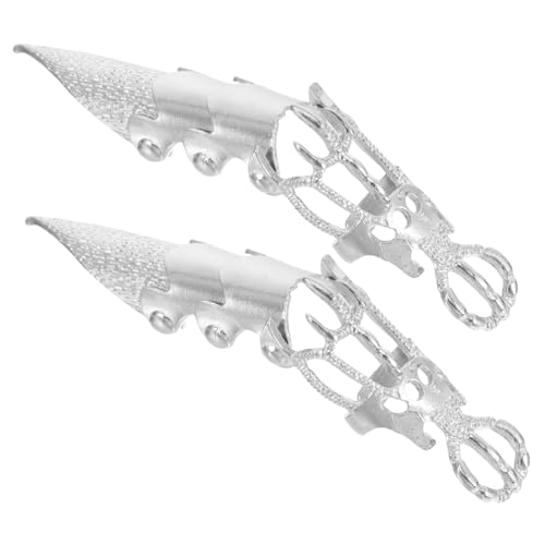 Beavorty 2 Stück Verstellbare Lange Metallringe mit Drachenkopf-design Punk-stil Retro-full-finger-ringe Modische Klauenringe für Männer Flexibler Fingerschmuck von Beavorty