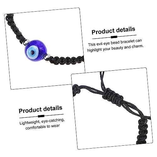 Beavorty 2 Stück Verstellbares Evil Eye Armband Geflochtenes Unisex Glücksarmband mit Schwarzem Band und Silbernen Perlen Handgefertigtes Schutzamulett für Männer und Frauen von Beavorty