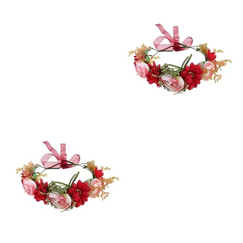 Beavorty 2 Stück Verstellbares Haarband Verstellbares Haargummi Mädchen-Stirnband Blumenblätter-Stirnband Blumen-Stirnband Rosenblüten-Haarband Party-Haarband Braut-Haarband von Beavorty