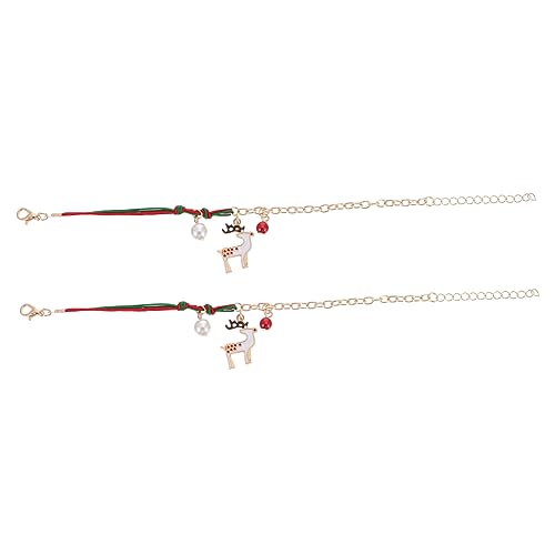 Beavorty 2 Stück Verstellbares Weihnachtsarmband mit Charm Legierung Langlebig Party Schmuck Festliches Mädchen Weihnachtsbangle mit Anhänger Handgelenk Kette von Beavorty