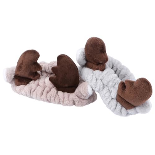 Beavorty 2 Stück Weihnachts-Haarreif mit Rentiergeweih Plüsch Festliches Accessoire für Erwachsene und grauer Kaffee für Weihnachtskostüme und Partys von Beavorty