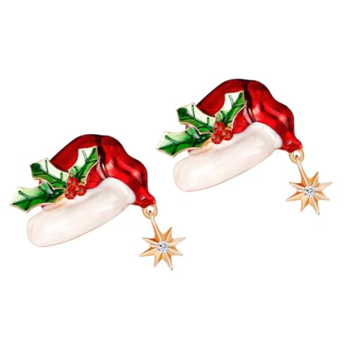 Beavorty 2 Stück Weihnachtsbrosche mit Kristallbesatz Modische Weihnachtsmützen Anstecknadeln Festliche Schmuckbroschen für Kleidung Lapel Pin Vielseitige Weihnachtsdekoration von Beavorty