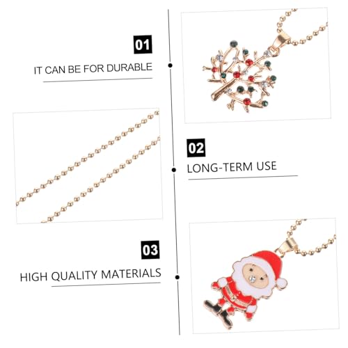 Beavorty 2 Stück Weihnachtshalskette aus Langlebiger mit Glänzendem Weihnachtsmann und Weihnachtsbaum Anhänger Modischer Xmas Schmuck für Damen und Herren Festliche Geschenkidee von Beavorty