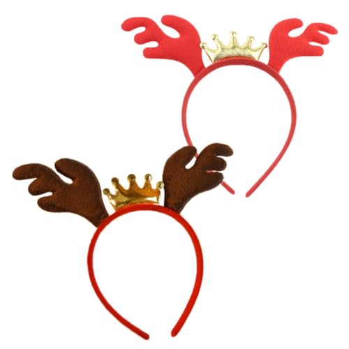 Beavorty 2stücke Elch-haarreif Für Mädchen Weihnachts-haarband Performance-haar-accessoire Kopfbedeckung Für Party Weihnachtsgeweih Haarreif Rotkaffee von Beavorty