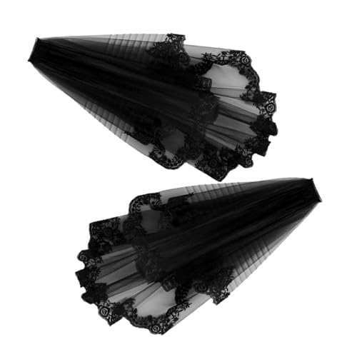 Beavorty 2stücke Schwarze Spitzenbordüre Schleier Für Halloween Hexe Kopfschmuck Hexenhut Dekor Haar Accessoires Schleier Für Halloween Cosplay von Beavorty