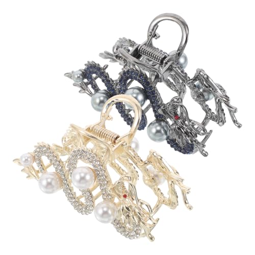 Beavorty 2 Teiliges Chinesische Haarspangen für Damen Große Metall-klauenclips mit Rutschfestem Griff Drachen-design für Traditionelle Frisuren bei Festen und Alltag von Beavorty