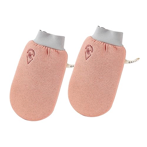 Beavorty 2-teilige Badepeelinghandschuhe Duschbürstenschrubber Badehandschuhe Für Damen Und Herren Sanfte Körperpeelinghandschuhe Badehandschaumbezug Rot von Beavorty