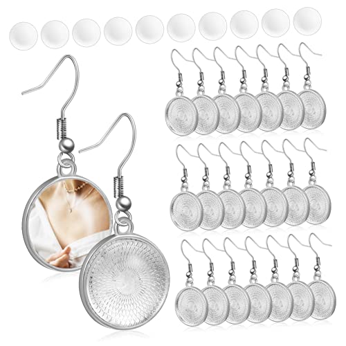 Beavorty 20 Paare DIY Sublimations Ohrringe mit Leerer Lünette Runde Flache Draht Haken Blanke Schmuckrohlinge zum Selbermachen Rostfrei Komfortabel für Schmuckgestaltung von Beavorty