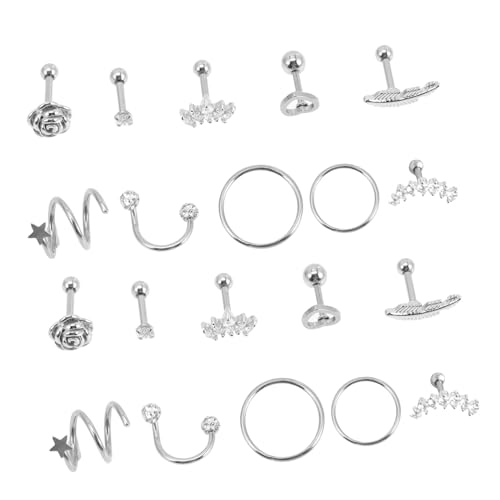 Beavorty 20 Stück Teiliges Piercing Ohrstecker mit Schmuck Modische Ohrstecker für Frauen und Mädchen Hautfreundlich Langlebig Vielseitig Kombinierbar für Alltag und Besondere Anlässe von Beavorty