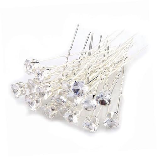 Beavorty 20 Stück Teiliges U förmige Haarnadeln aus Langlebiger Legierung mit Weißen Glitzer strasssteinen Lang Eleganter Haarschmuck für Frauen Bräute und Mädchen bei Hochzeit und von Beavorty