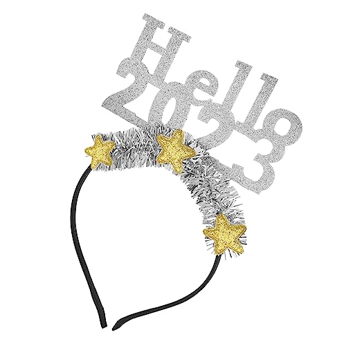 Beavorty 2023 Kopfschmuck Für Neujahrsfeiern Neujahr Haarband Stern Tiara Graduierung Haarband Glitzer Star Head Bopper Weihnachtsstirnband Kostüm Kopfbedeckung Partybedarf Anzahl Filzstoff von Beavorty