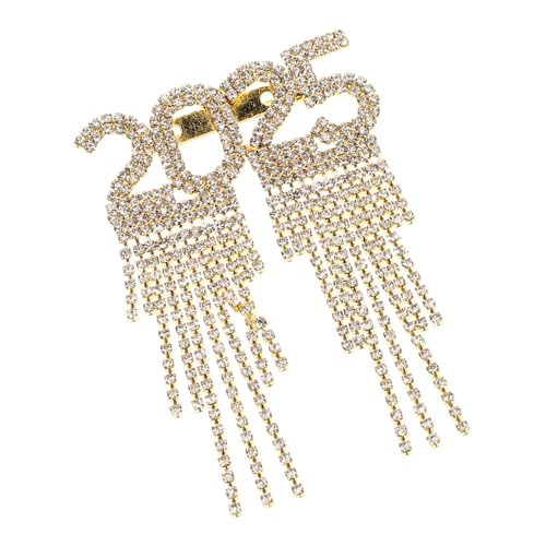 Beavorty 2025nummer Strass Anstecknadel Neujahrs-brosche Mit Quaste Zum Kleiden Dekoratives Accessoire Für Hut Kragen Und Schal von Beavorty