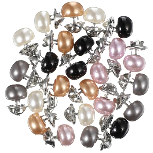 Beavorty 25 Stück Exposure Broschen für Kleidung Anstecknadeln Schwarz Hellpink Perlenweiß Champagner für Shirts Röcke und Cardigans von Beavorty