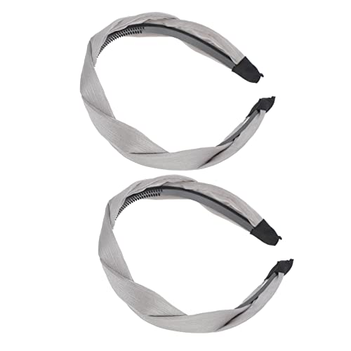 Beavorty Kopfbedeckung 2Pcs Stirnband Cintillos Para Make-Up Haarband Stirnband Stirnbänder Für Make-Up Vintage Stirnband Geflochtenes Haarband Headwrap Verdrehtes Stirnband Grau von Beavorty