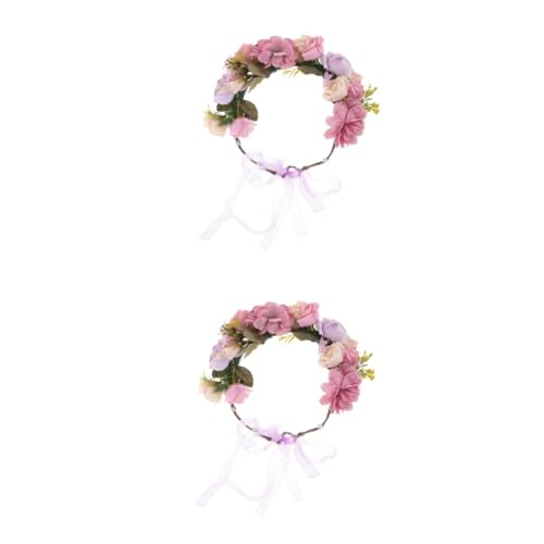 Beavorty 2St Braut Blumenstirnband Braut Stirnband Haarschmuck für Damen Blumengirlande Tiara Blumenkronen-Stirnband Blumenkrone für Hochzeit die Blumen Kranz Blütenkopf Kopfbedeckung PP von Beavorty