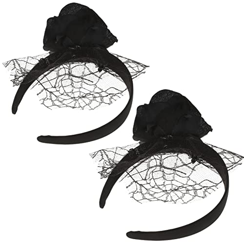 Beavorty 2St Mesh-Stirnband Mesh-Schleier-Stirnband Kostüm Tal Rot halloween haarspangen haarspange halloween Damen Vintage-Deko Festliche Haartracht Halloween-Requisite Stoff Black von Beavorty