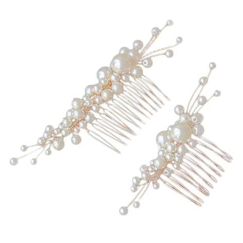 Beavorty 2stücke Handgemachte Perle Haarkamm Schmuck Brauteinsatz Kamm Haarnadel Für Hochzeit Frauen von Beavorty