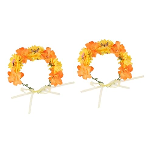 Beavorty 2St Schmetterlingsblumen-Stirnband haarschmuck Blumengirlande künstliches Blumenstirnband böhmische Haaraccessoires Haargummi Haarband Mädchen-Kranz-Kopfschmuck Braut Stirnband von Beavorty