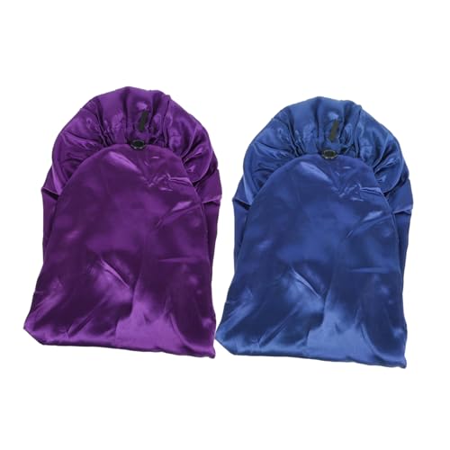 Beavorty 2stücke Satin Schlafhaube Für Damen Mit Verstellbarem Design Atmungsaktiv Und Langlebig Schützt Haar Und Bettwäsche Für Nachtpflege Und Schönheitspflege Tiefviolett von Beavorty