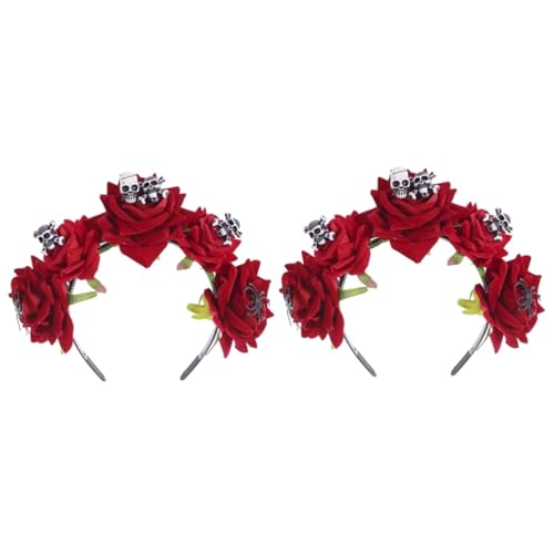 Beavorty 2St Zubehör für Hochzeitsfeiern Halloween-Rosen-Spinnen-Stirnband-Kranz Kürbis-Dekor Tiara Haarschmuck frauen stirnband Halloween-Kopfschmuck Blumen Kopfbedeckung Schal Damen rot von Beavorty