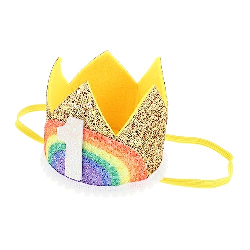 Beavorty 2St digitale Krone für Kinder Babymützen Regenbogen für Geburtstagsfeier Tiara Babykrone Zahl Kopfschmuck Baby-Regenbogen-Geburtstagskrone empfindlich Haarschmuck Hut von Beavorty