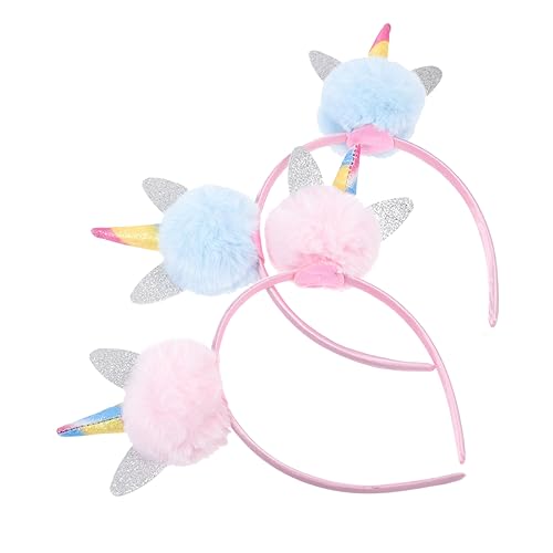 Beavorty 2St einhorn stirnband Kostüm für Kinder Geschenke für Kinder Kleidung für Babymädchen Stirnbänder für Kinderpartys Plüsch-Ball-Stirnband Einhorn-Kopfbedeckung schönes Haarband Tier von Beavorty