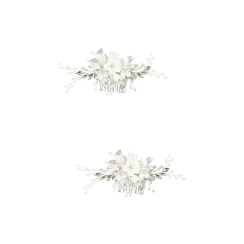 Beavorty 2St haarschmuck Tiara Brautkamm Kopfschmuck für die Braut Hochzeit Haarkamm Hochzeitskleid Kopfbedeckung Zubehör Weiß von Beavorty