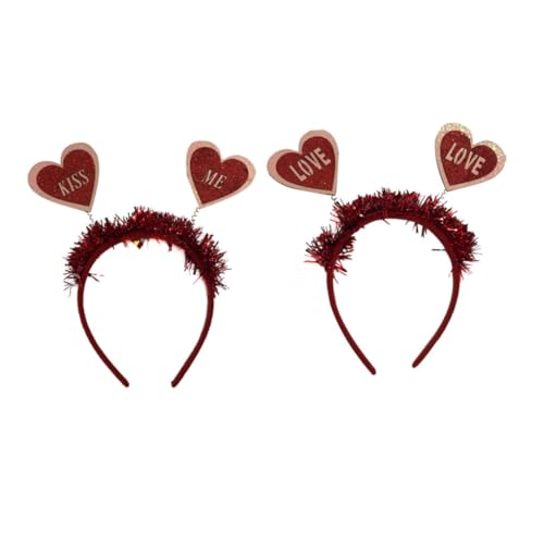 Beavorty 2St valentinstag stirnband haarreifen mit herzen party kopfschmuck festival kopfschmuck gift for girlfriend Mädchen Haarnadel schmücken Kleidung Fräulein Kopfbedeckung Latte-Kunst von Beavorty