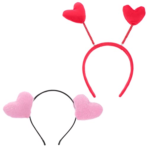 Beavorty 2st Valentinstag Stirnband Herz- Stirnband- Frauen. Herzbopper- Stirnband. Federkopfband Bopper. Valentine- Stirnband Für Frauen Herz- Haar- Reifen Antennenkopf Tier Stoff Fräulein von Beavorty