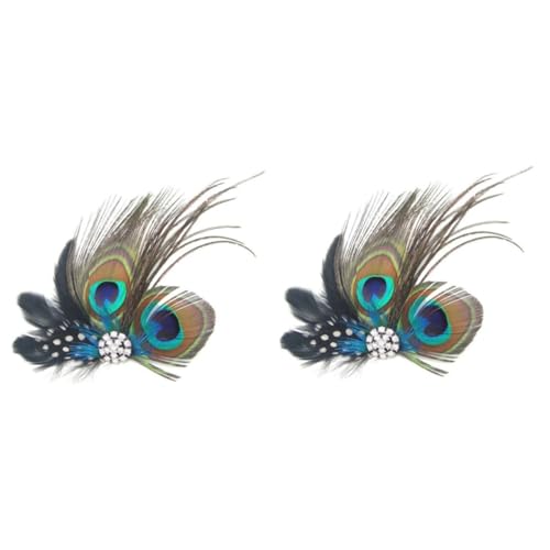 Beavorty 2St Haarspangen Haarklammer Pfau Kostüm Vintage Flapper Stirnband Lila Haarkamm Braut Pfau Dekor Haarnadeln mit Strasssteinen Tiara Hochzeit Zubehör Hut Haarschmuck Damen schmücken von Beavorty