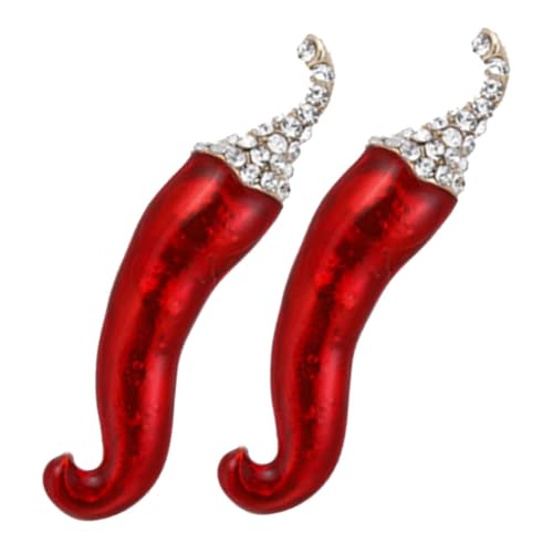 Beavorty 2stücke Chili Pfeffer Brosche Emaille Metall Anstecknadel Gemüseform Schmuck Für Kleidung Tasche Büro Party Geschenkidee von Beavorty