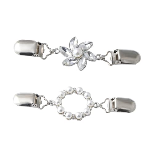 Beavorty 2Stücke Damen Pullover Clips mit Perlen Cardigan Clips für Blusen Tücher Zinklegierungsverschluss für Outfits Sicheren Halt von Beavorty