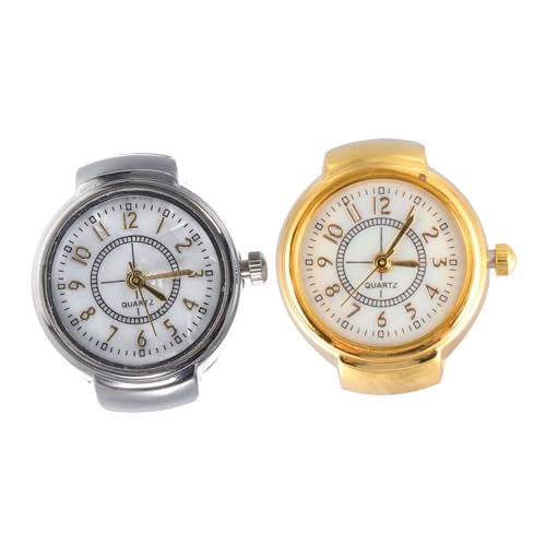 Beavorty 2stücke Ringuhren Für Damen Und Herren Dekorative Fingeruhren Aus Langlebigem Material Stilvolle Mit Ziffernblatt-Design Leicht Tragbar Und Praktisch Als Fingerschmuck von Beavorty