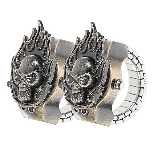 Beavorty 2stücke Kreative Fingeruhr Mit Flip Open Cover Aus Edelstahl Für Unisex Vintage Ringuhren Für Fingergrößen Dekorative Quarz Uhr Für Geburtstage Und Anlässe von Beavorty