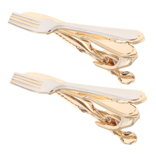 Beavorty 2stücke Krawattenklammer Für Herren Besteckstil-krawattennadel Kupfer-krawattenhalter Sicherer Griff Business-accessoire Hochzeit-krawattenverschluss von Beavorty