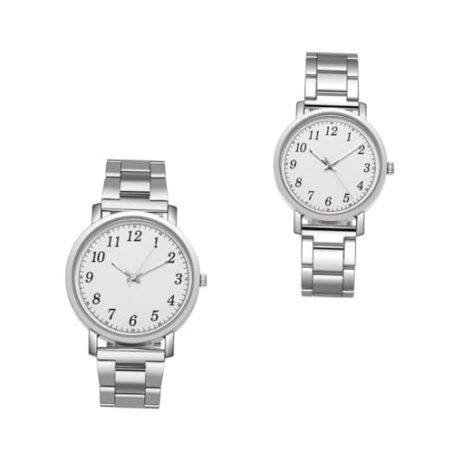 Beavorty 2stücke Silberne Armbanduhr Für Moderne Uhr Aus Edelstahl Und Legierung Langlebiges Glas Mechanisches Stilvolles Accessoire Für Gelegenheiten von Beavorty
