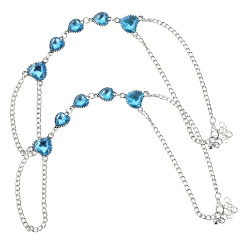 Beavorty 2stücke Fußkettchen Mit Herz-zehen-fußkette Stylischer Fußschmuck Mit Strasssteinen Für Damen Verstellbare Strand-fußkettchen Sommer-schuh-accessoire von Beavorty