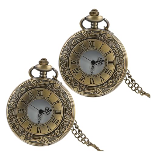 Beavorty 2stücke Vintage-taschenuhr Mit Kette Und Römischen Ziffern Quarzwerk Für Genaue Zeitmessung Steampunk-Design Für Themenveranstaltungen Und Tägliche Tragbarkeit von Beavorty