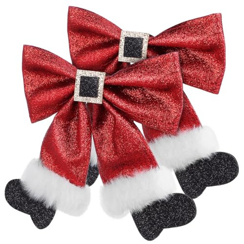 Beavorty 2stücke Haarschleifen-clips Weihnachts-haarspangen Mit Glitzer Krokodilklemmen Für Haare Rote Schleifen Für Mädchen Festtags-haar-accessoires von Beavorty