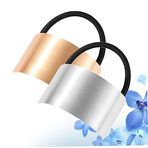 Beavorty 2stücke Haargummis Aus Legierung Stretch-haarring Pferdeschwanzhalter Haarseil Für Frauen Und Mädchen Gold Silber von Beavorty