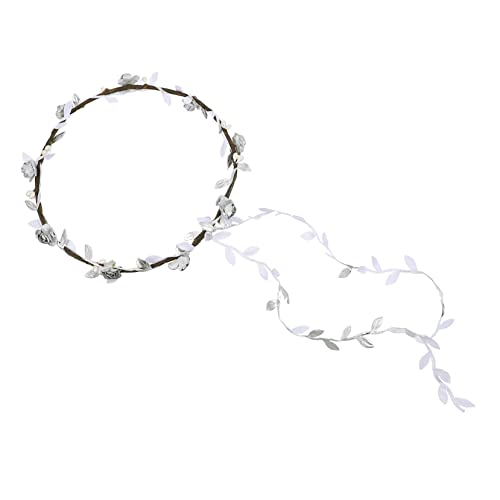 Beavorty 2st Kranz Haarschmuck Haarzubehör Für Damen Party-stirnband Silbernes Stirnband Kopfbedeckung Mit Schleifengirlande Accessoires Für Frauen Rebenband Braut Blumen Stoff Blatt von Beavorty