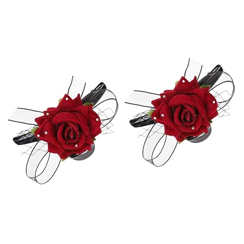 Beavorty 2st Rosafarbene Haarspange Haarklammerhalter Haarspange Hinten Haarspangen Für Damen Haarklemme Clip Rote Rosen Krallenklammern Haar Klammern Fräulein Temperament Spitze von Beavorty