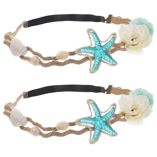 Beavorty 2stücke Seestern Blumen Stirnband Kopfbedeckung Haar Zubehör Für Braut Vintage Party Strand Frauen Hochzeit Feier Halloween Weihnachten von Beavorty