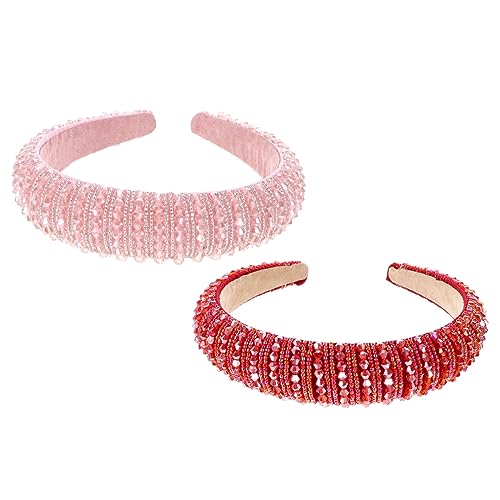 Beavorty 2st Stirnband Mit Kristallperlen Foto-requisite Für Damen Stirnbänder Kopfschmuck Aus Kristall Strass-stirnbänder Kopfbedeckungen Aus Strass Brautjungfer Strasssteine Stoff von Beavorty