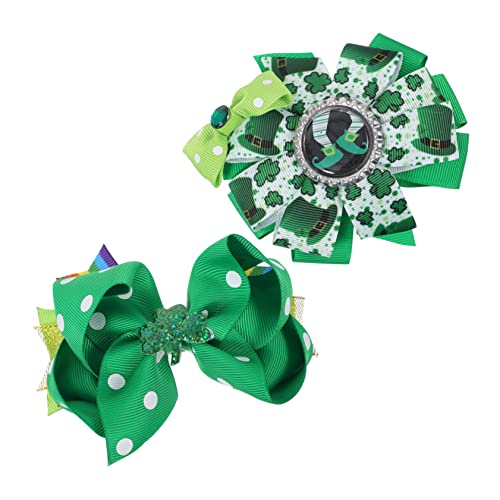 Beavorty 2st Vierblättriges Kleeblatt Haarnadel Kinderhaarspange Geschenkbänder Für Geschenke St. Patricks Day Haarspange Haar Klammern Knopf Polyester Europäisch Und Amerikanisch von Beavorty