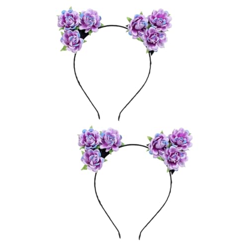 Beavorty 2st Mädchen Stirnband Haarbänder Für Mädchen Haarschmuck Für Mädchen Weihnachtsstirnband Stirnband Für Mädchen Dekorativ Eltern-kind Violett Schmücken Hasen Ohren von Beavorty