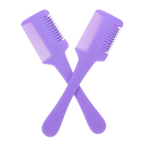 Beavorty 2stücke Doppelschneidiger Rasierkamm Für Haarschneidemaschinen Professioneller Ausdünnungskamm Für Frauen Styling-schere Zum Trimmen Von Dünnem Und Dickem Haar Violett von Beavorty