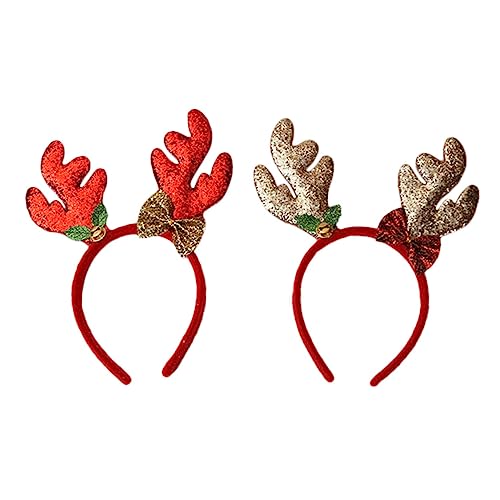 Beavorty 2stücke Geweih Haarreif Weihnachts Stirnband Glitzer Kopfbedeckung Party Kopfschmuck Haar Zubehör Für Erwachsene Und Junge Mädchen von Beavorty